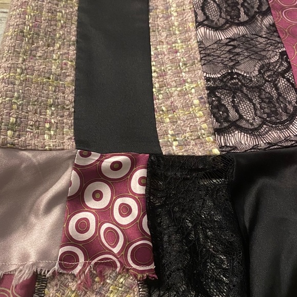Poleci Wrap Skirt Mixed Fabric Patchwork Purple Sz 8 - Picture 7 of 10
